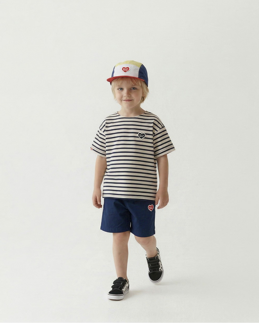 Navy BB Heart Nylon Shorts