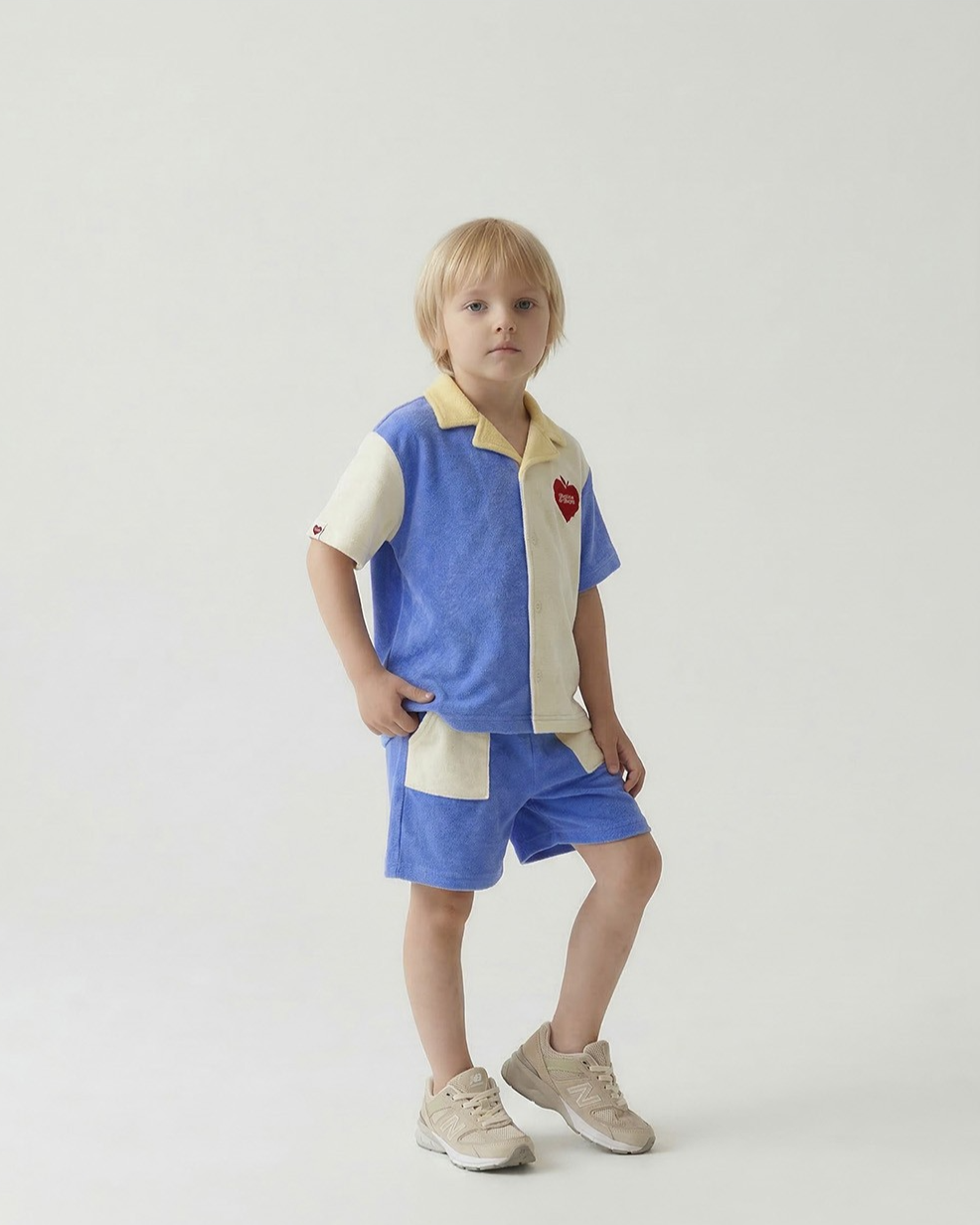 Blue Bubble Apple Terry Shorts