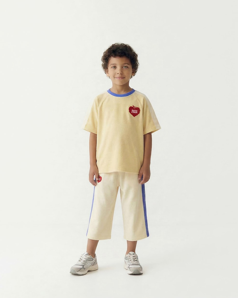 Cream Bubble Apple Terry Crop Pants