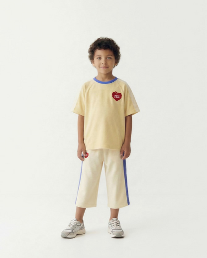 Cream Bubble Apple Terry Crop Pants