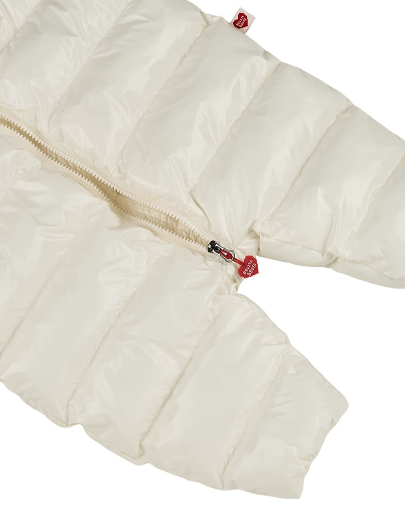 BABY Cream Glossy Hooded Puffer Jumpsuit