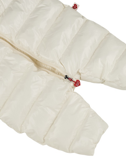 BABY Cream Glossy Hooded Puffer Jumpsuit