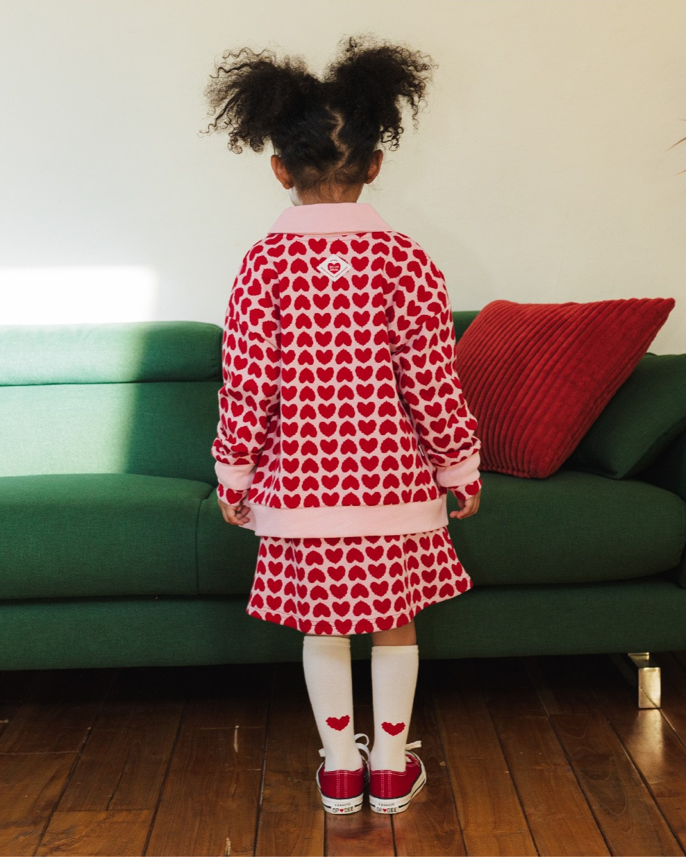 Pink Heart Pattern Knit Cardigan