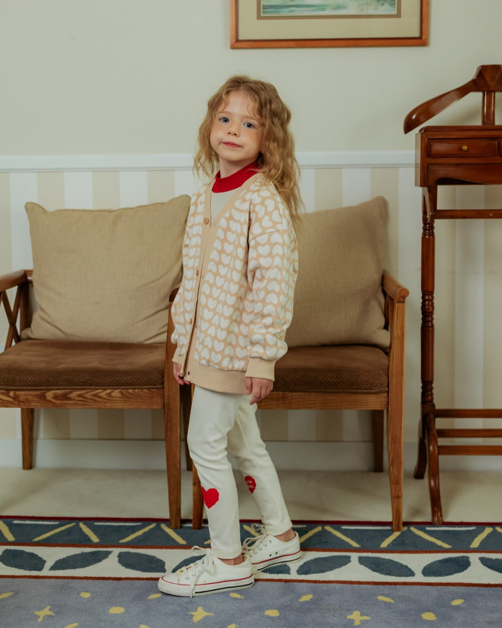 Cream Double Heart Leggings