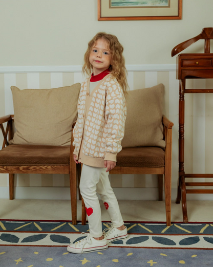 Cream Double Heart Leggings