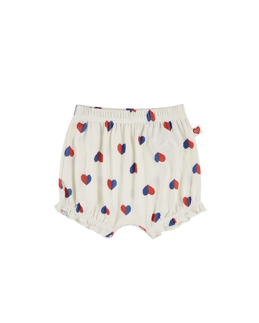 [BABY GIRL SET] Ivory Red Blue Heart Pattern Sleeveless Shorts