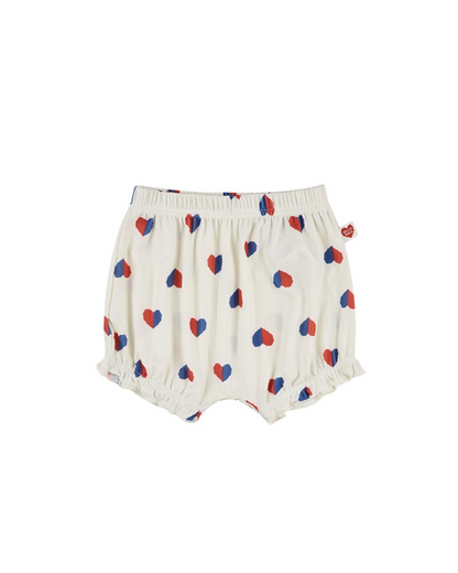 [BABY GIRL SET] Ivory Red Blue Heart Pattern Sleeveless Shorts