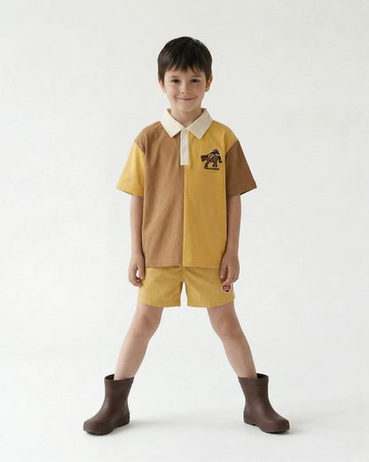 Yellow BB Heart Edge Color Block Shorts
