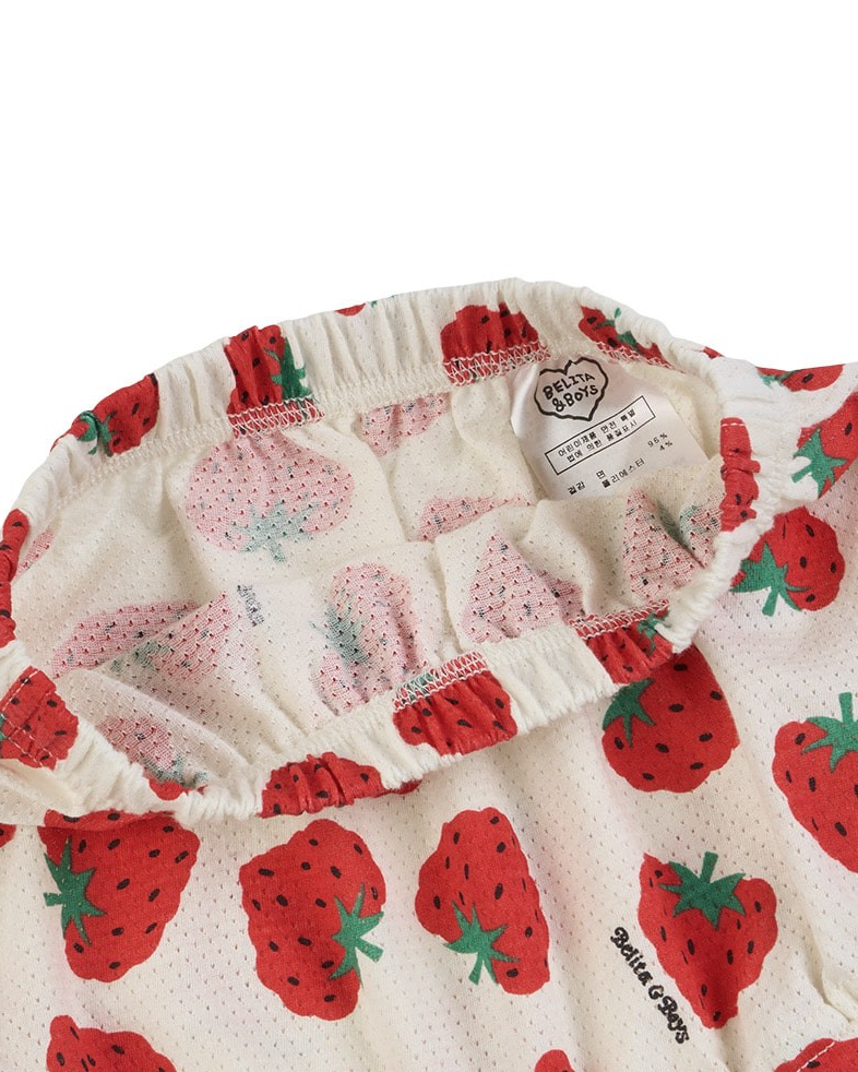 [BABY SET] Red Berry Pattern Mesh Sleeveless Shorts