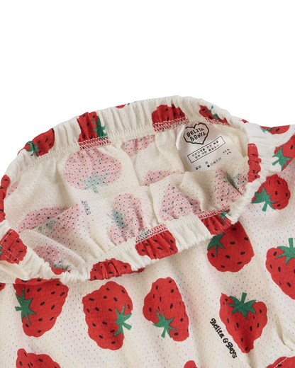 [BABY SET] Red Berry Pattern Mesh Sleeveless Shorts