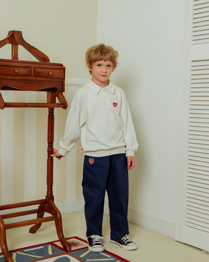 Cream BB Heart Collar Knit Sweater