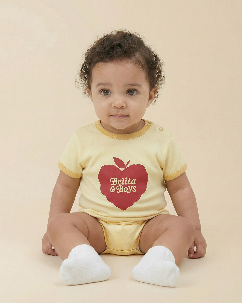BABY Yellow Bubble Apple Short Jumpsuit