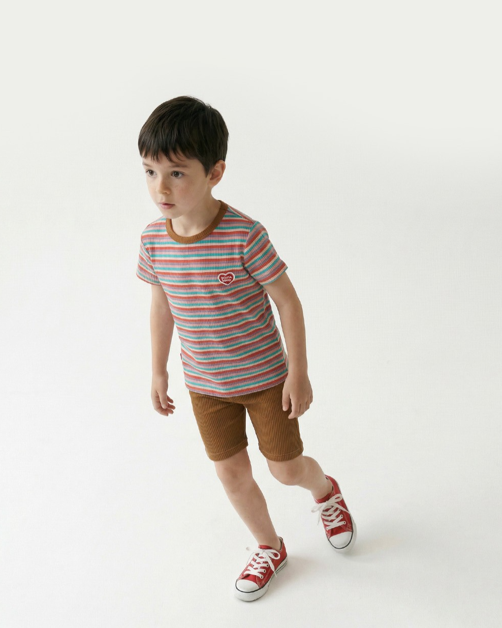 [SET] Brown Colorful Stripe Short One Mile