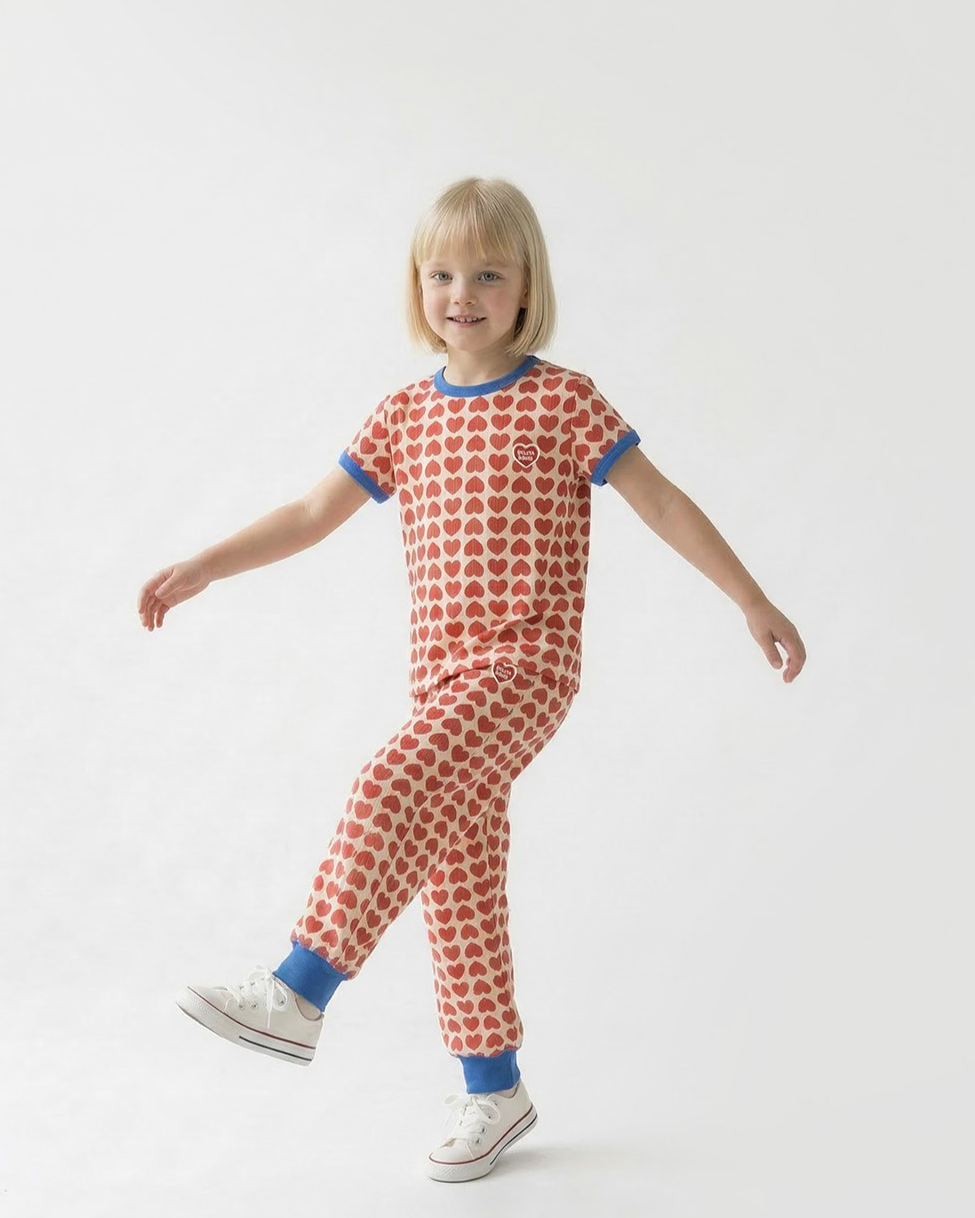 Red BB Heart Pattern One Mile Short Sleeve