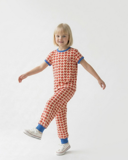Red BB Heart Pattern One Mile Short Sleeve