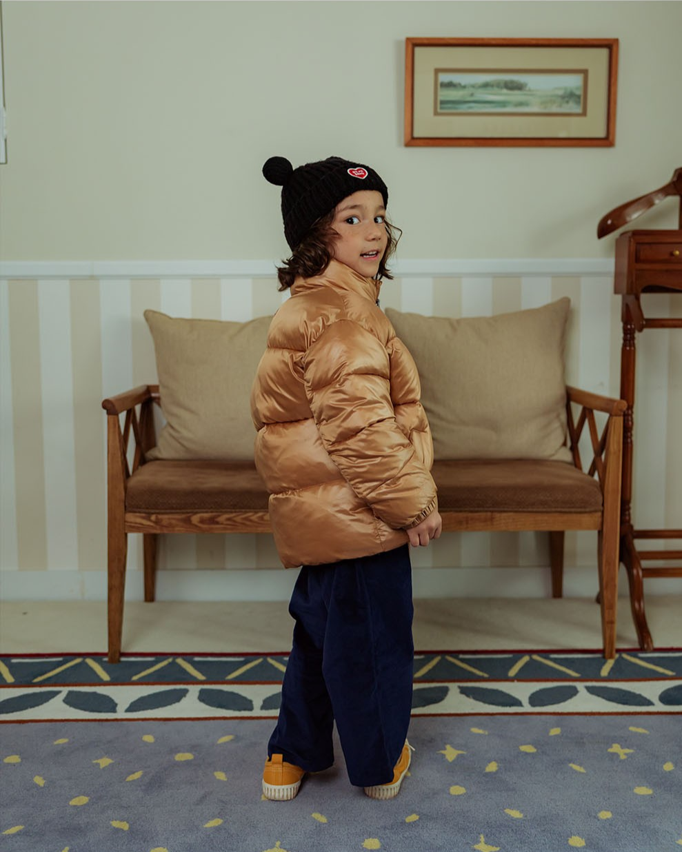 Beige BB Heart Basic Puffer Jumper