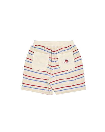 Cream Bubble Apple Rainbow Stripe Terry Shorts