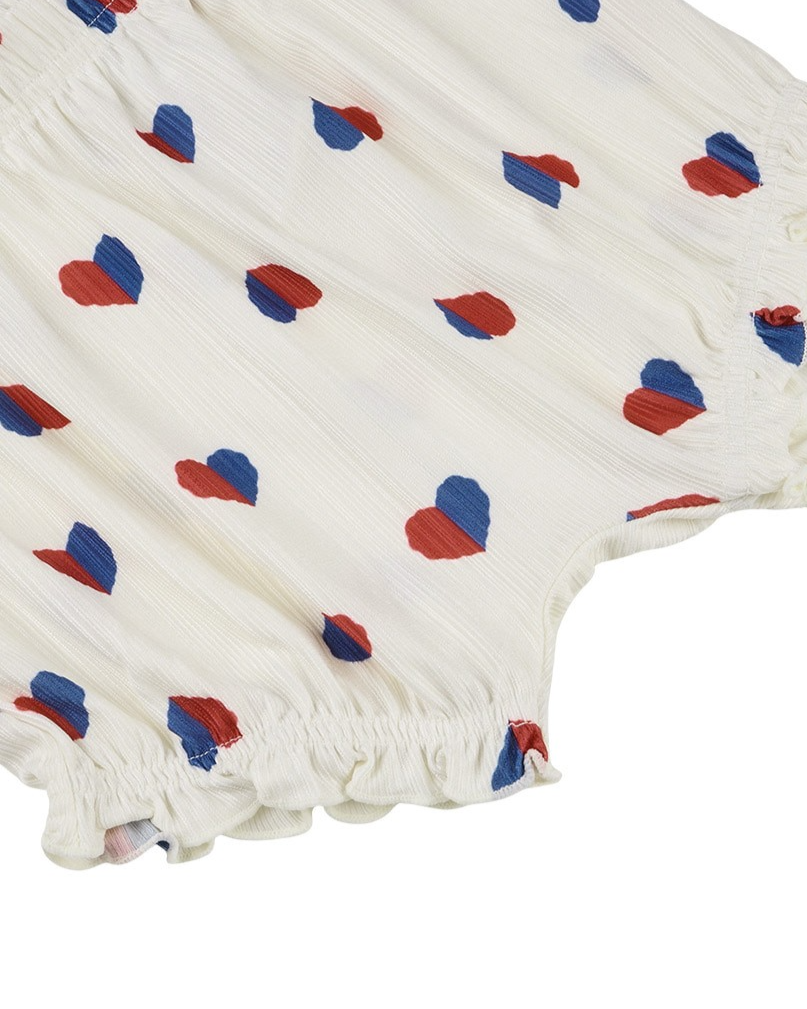[BABY GIRL SET] Ivory Red Blue Heart Pattern Sleeveless Shorts