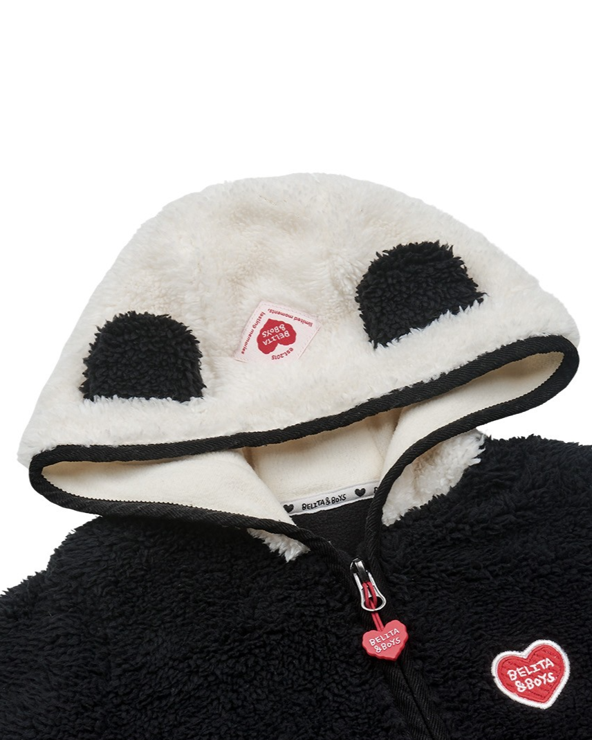 BABY Black Bear Fur Hooded Jumpsuit