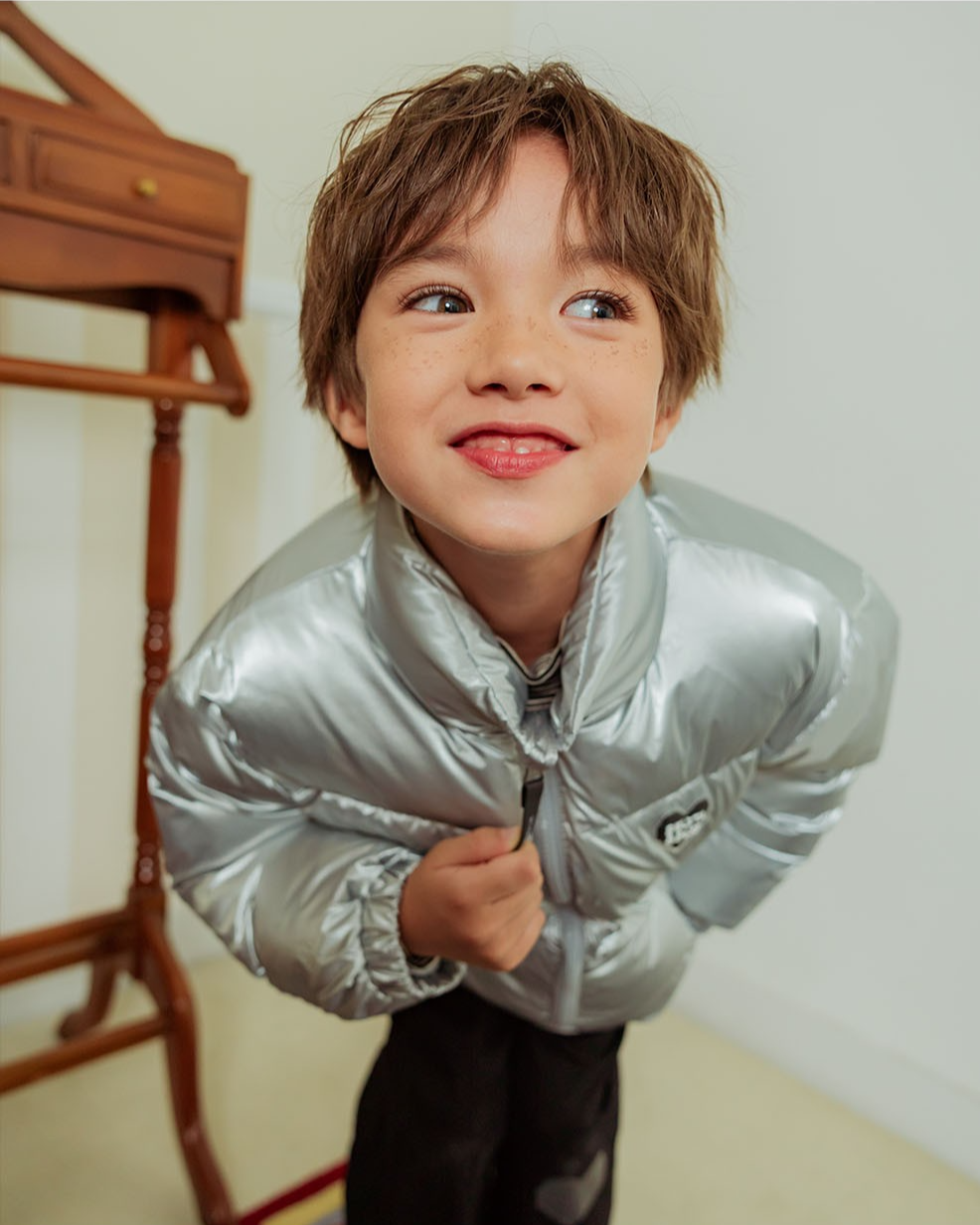 Satin Silver BB Heart Puffer Jumper