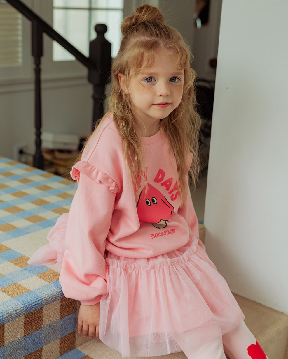 GIRL Pink Mushroom Frill Sweatshirt