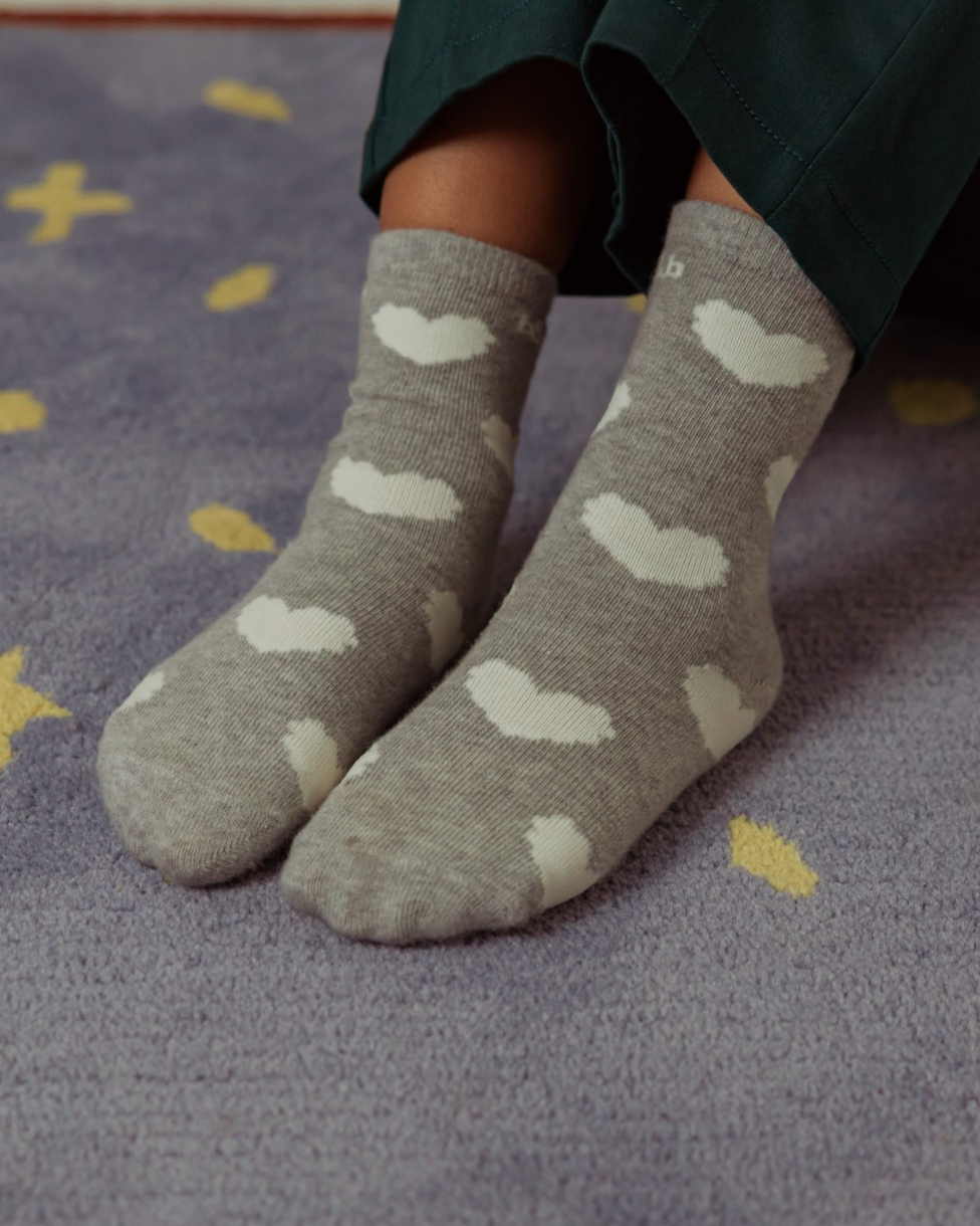 Grey BB Heart Pattern Socks