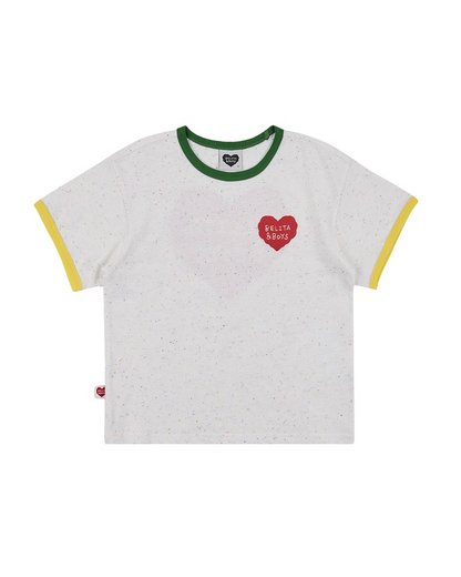 [SET] Ivory BB Heart Rib Trim Shirt & Shorts