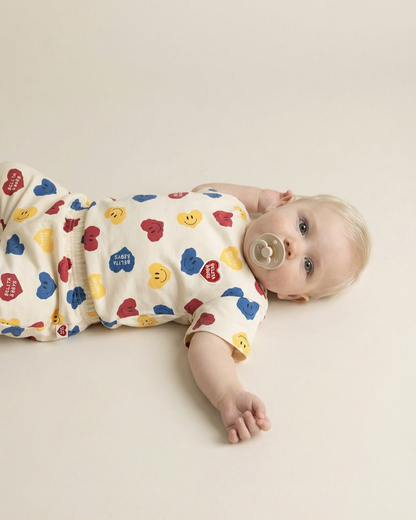 [BABY SET] Cream Smile Heart Pattern Shorts