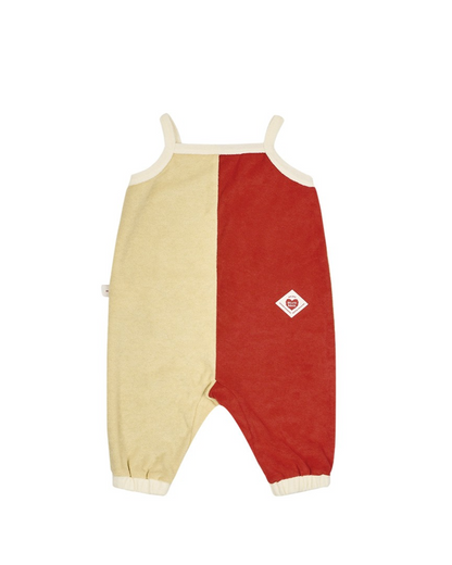 BABY Yellow Bubble Apple Color Block Terry Overall
