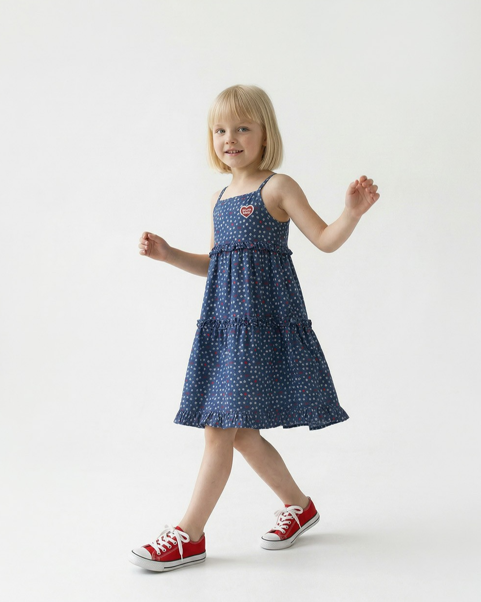 GIRL Blue BB Heart All-Over Denim Dress