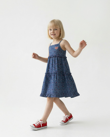 GIRL Blue BB Heart All-Over Denim Dress