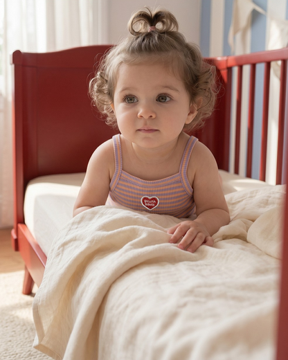 BABY GIRL Violet BB Heart Stripe Sleeveless Bodysuit