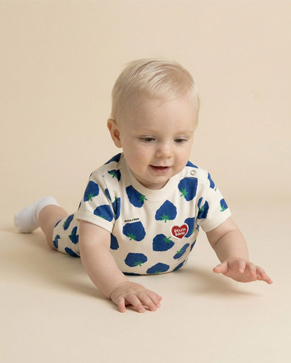 BABY Navy Berry Pattern Short Jumpsuit