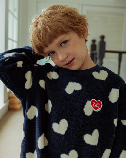 [SET] Navy BB Heart Pattern Fleece Jogger