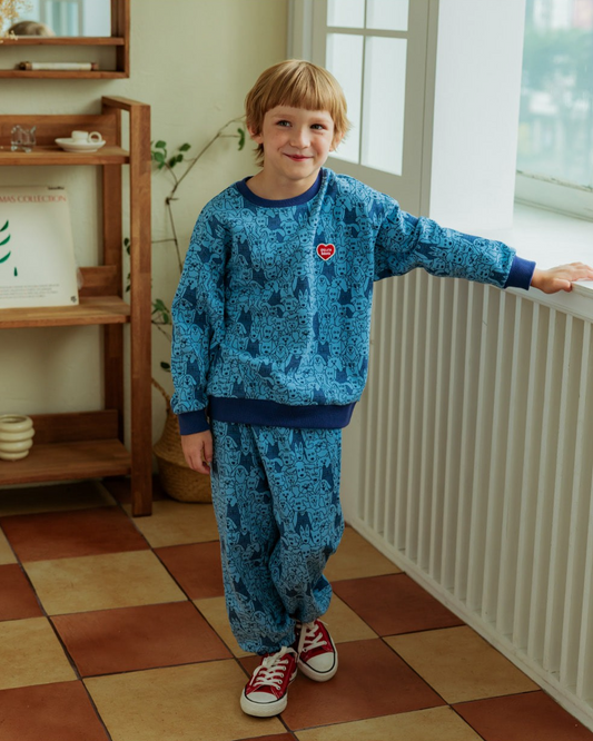 [SET] Blue Dog Pattern Jogger