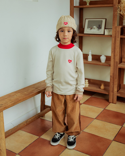 Beige Color Block Corduroy Jogger