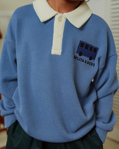 Light Blue Bus Collar Knit Sweater