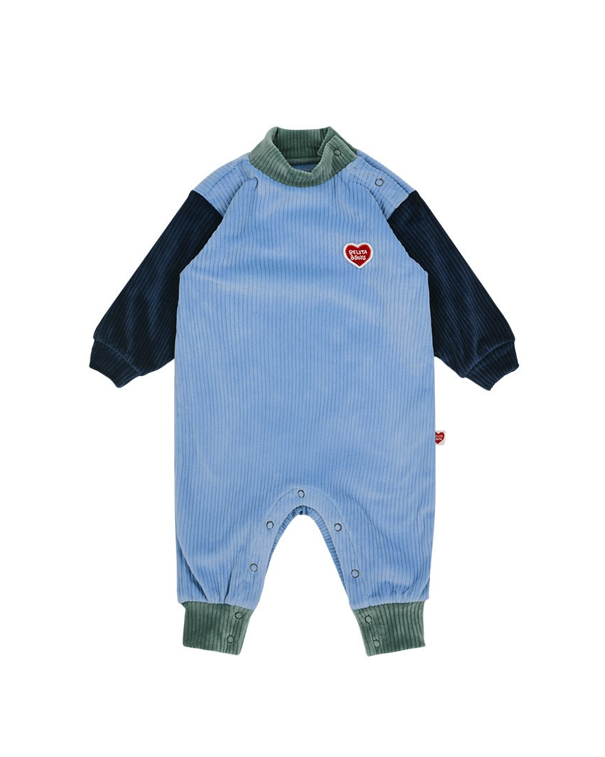 BABY Light Blue Color Block Velour Jumpsuit