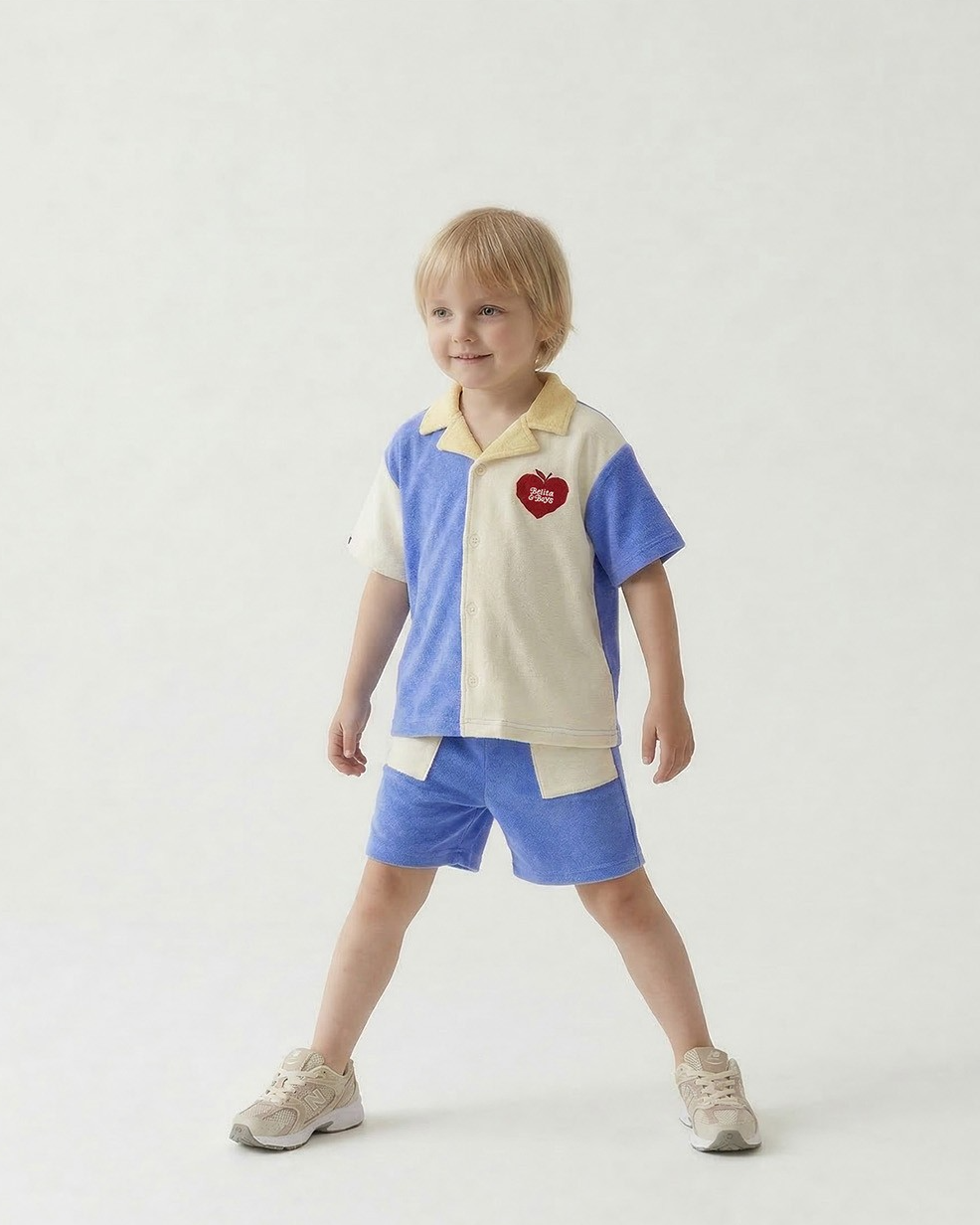 Blue Bubble Apple Terry Shorts