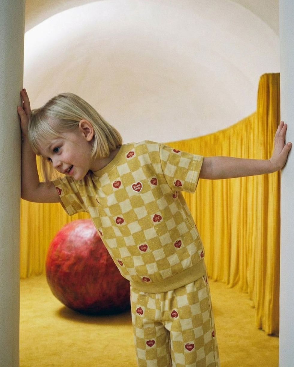 [SET] Yellow Bubble Apple Checkerboard Crop