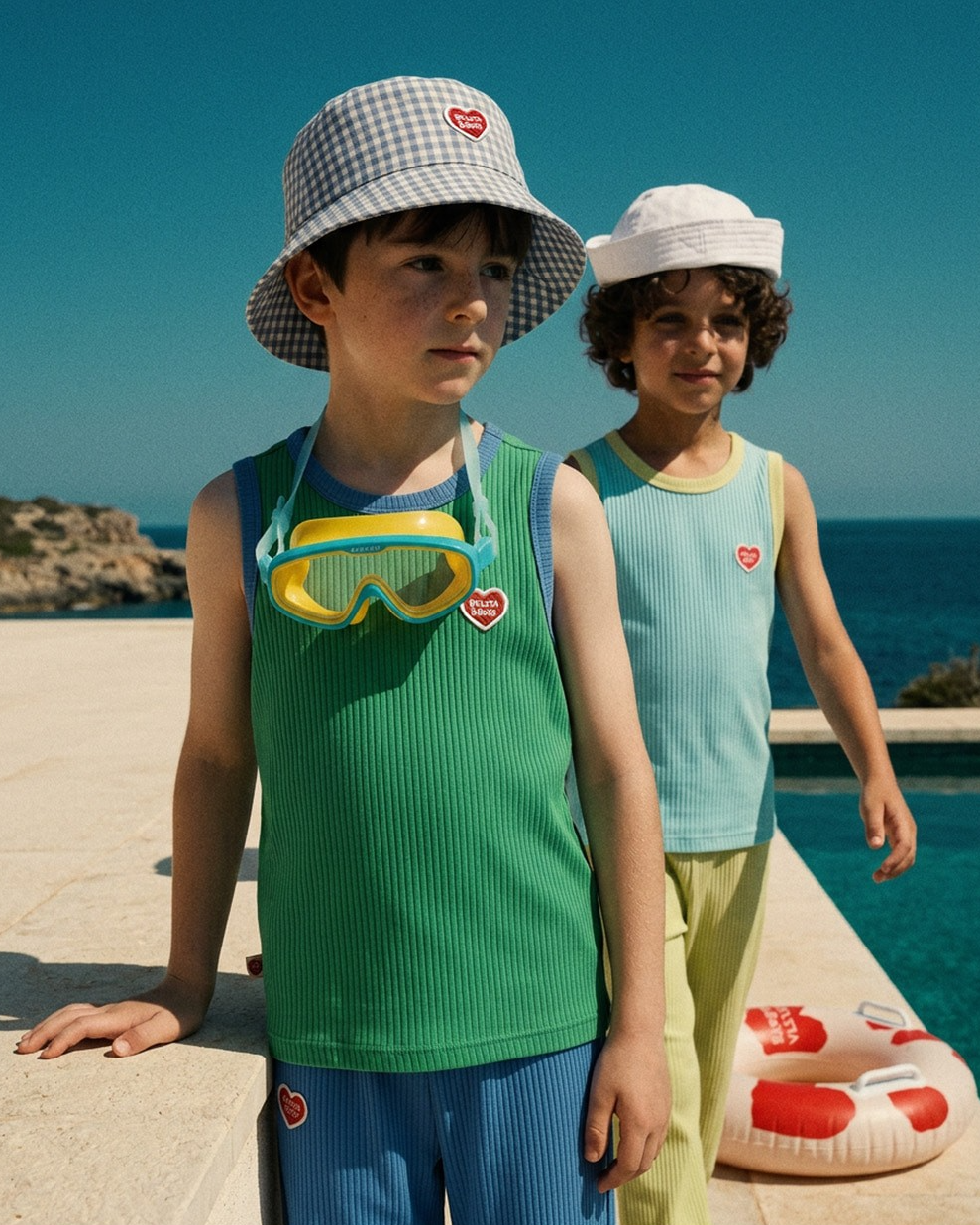 [SET] Green BB Heart Two-Tone Sleeveless One Mile