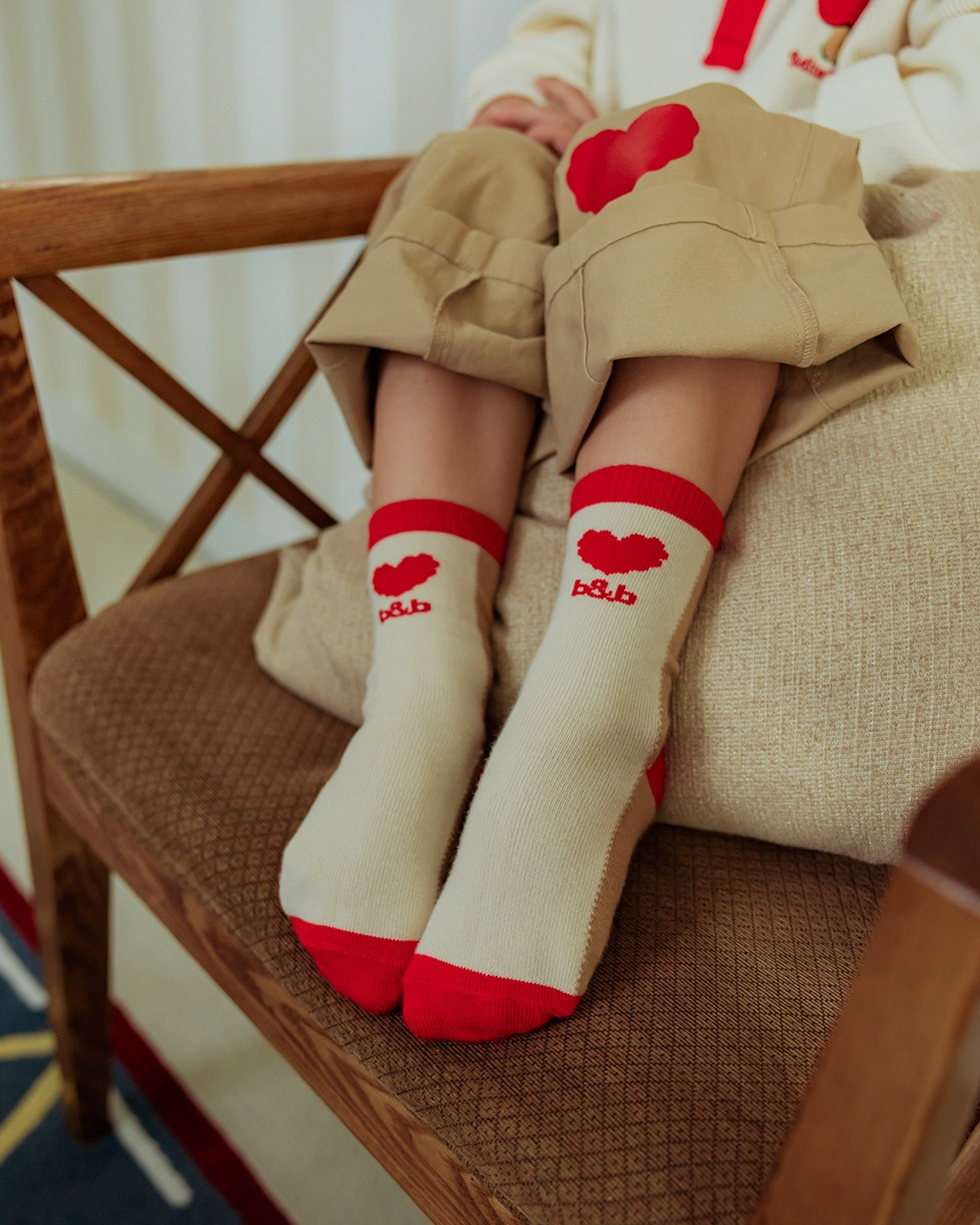 Camel BB Heart Color Block Socks