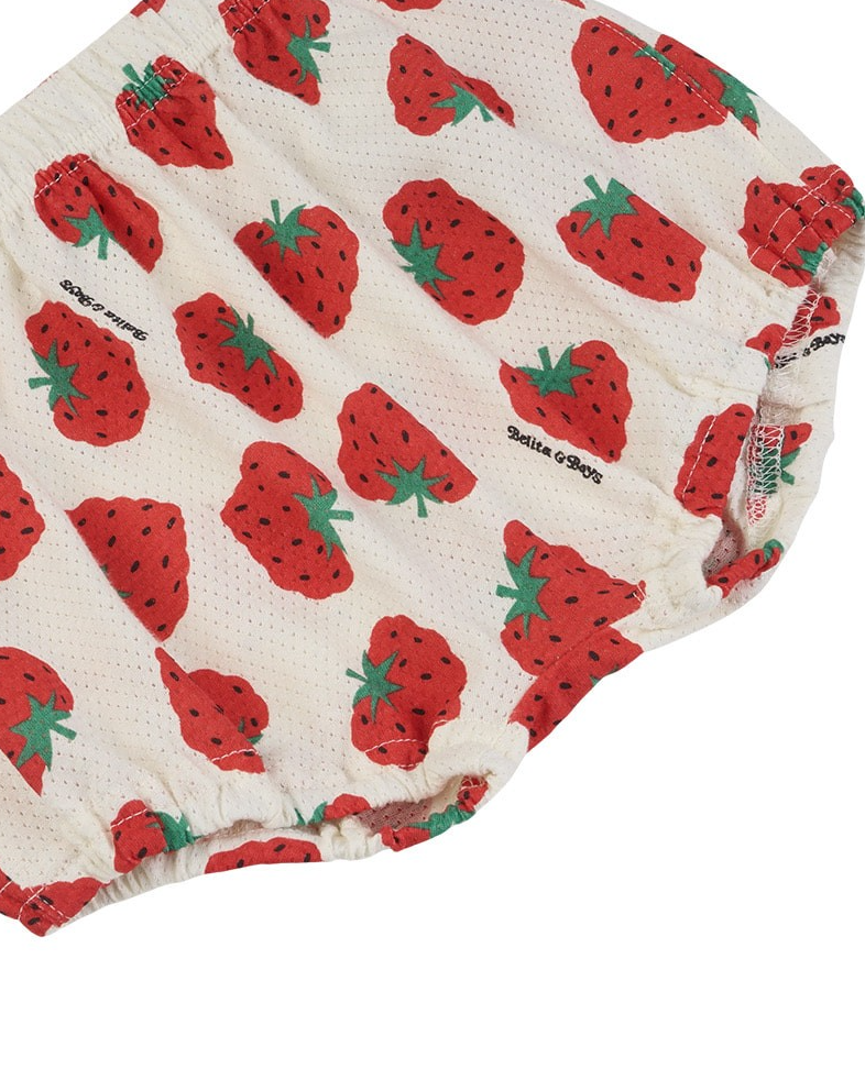 [BABY SET] Red Berry Pattern Mesh Sleeveless Shorts