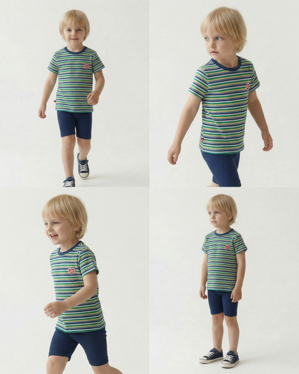 [SET] Blue Colorful Stripe Short One Mile