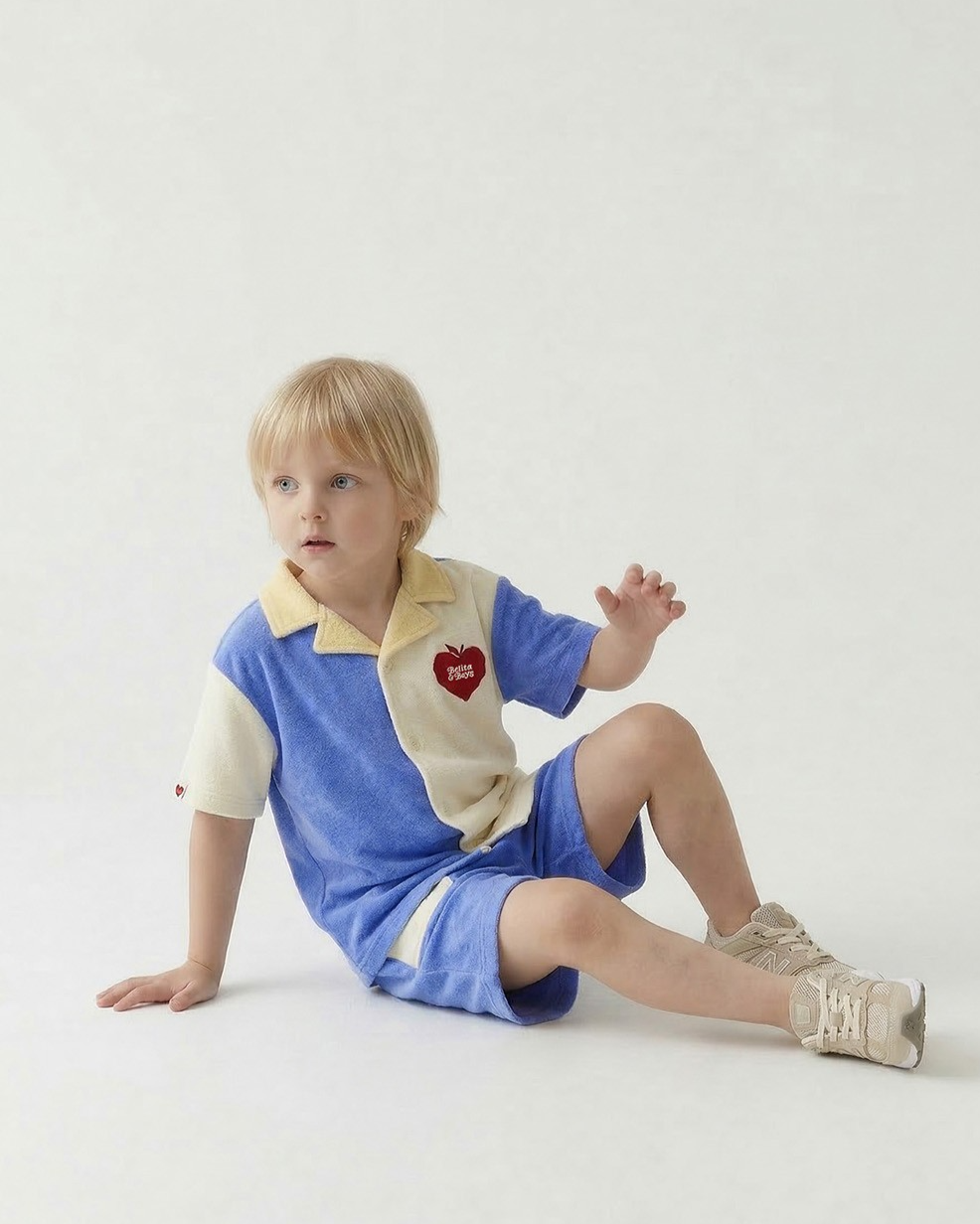 Blue Bubble Apple Terry Shorts