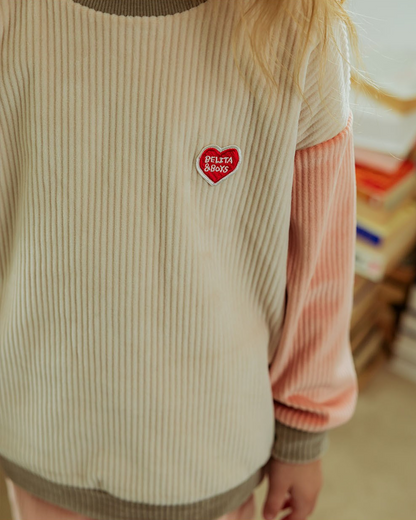 [SET] Beige BB Heart Color Block Velour Jogger