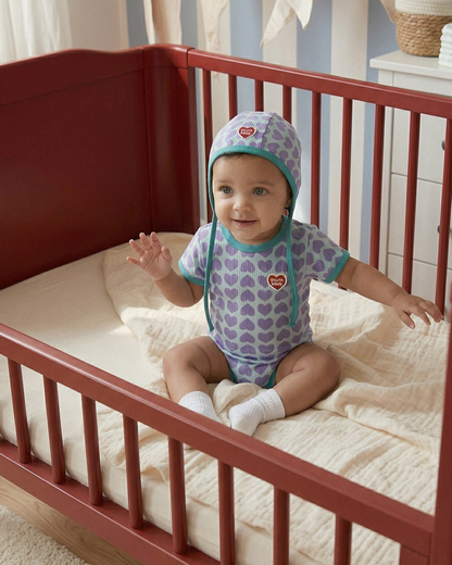 BABY Violet BB Heart Pattern Bonnet