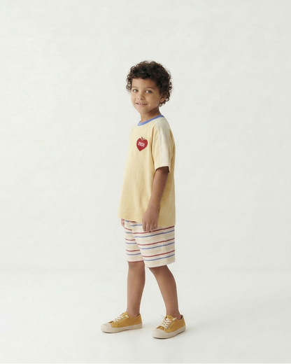 Cream Bubble Apple Rainbow Stripe Terry Shorts