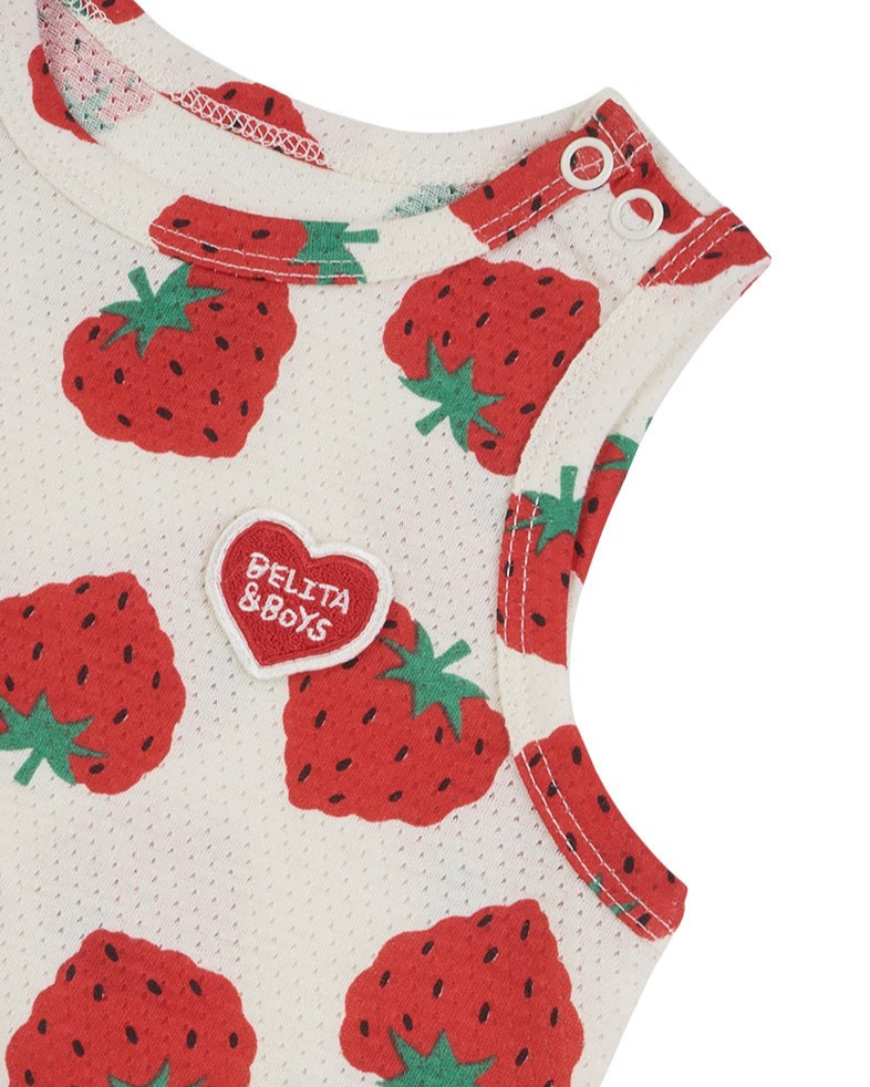 [BABY SET] Red Berry Pattern Mesh Sleeveless Shorts