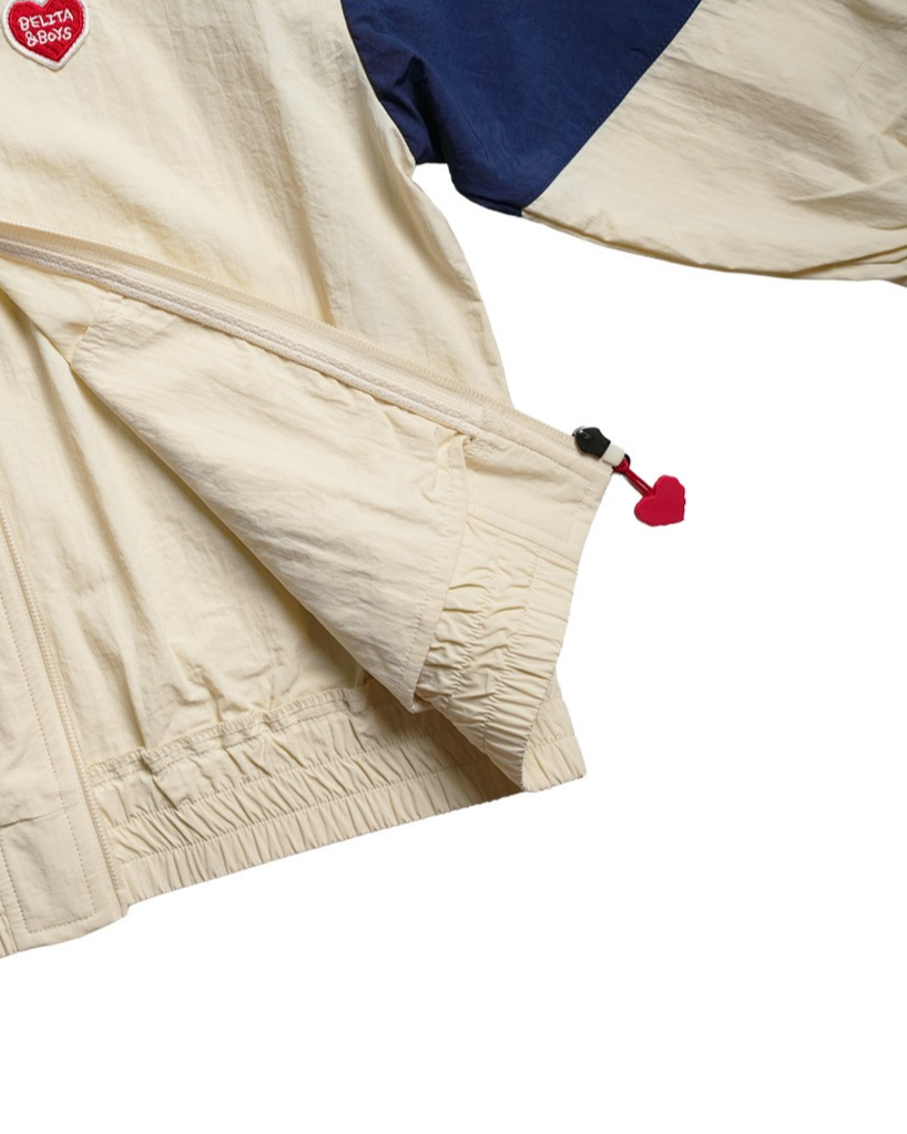 Cream Sun Color Block Collar Windbreaker